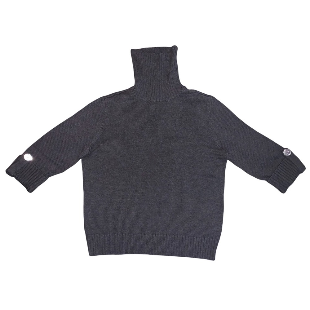 Dark Grey Half Sleeve Turtleneck Sweater